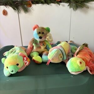 Ty Multicolor Peace Bear and Friends Set